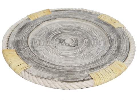 Bamboo charger plate with rope rim